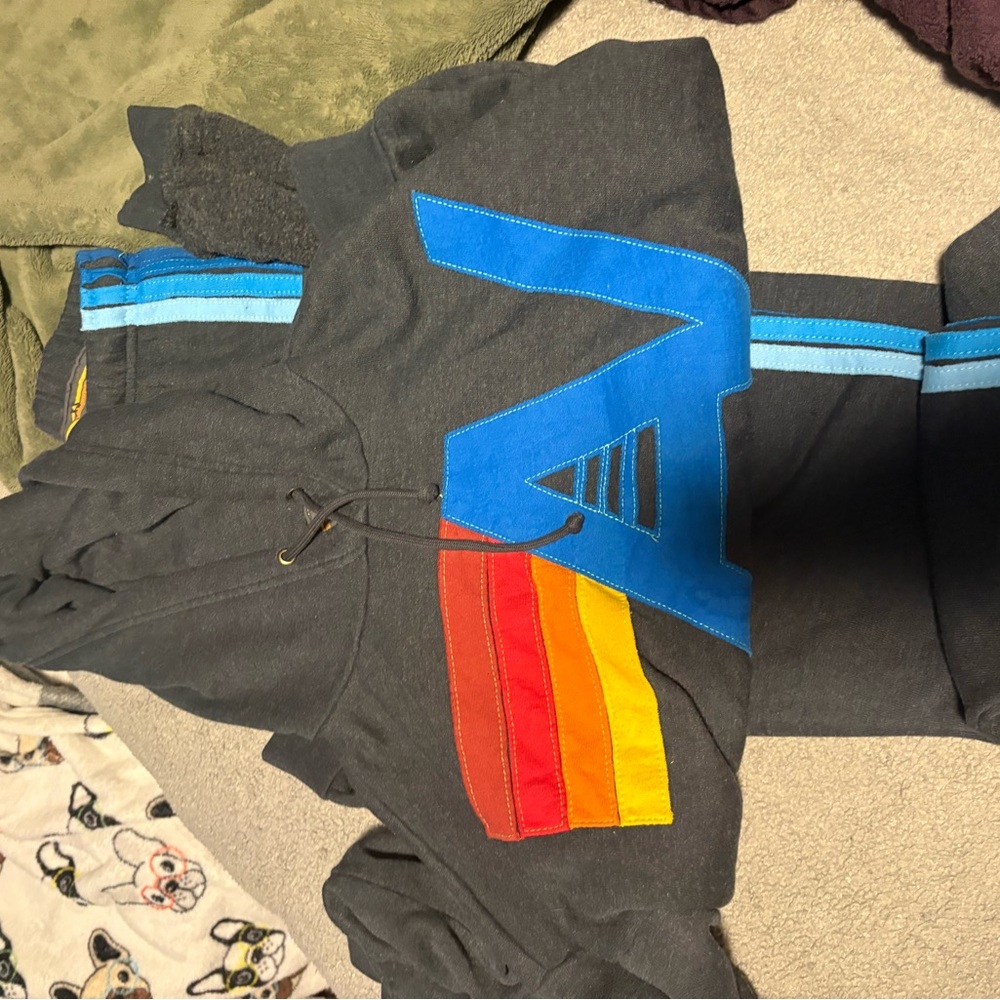 Aviator Nation Gray Joggers with Blue and Orange Accents